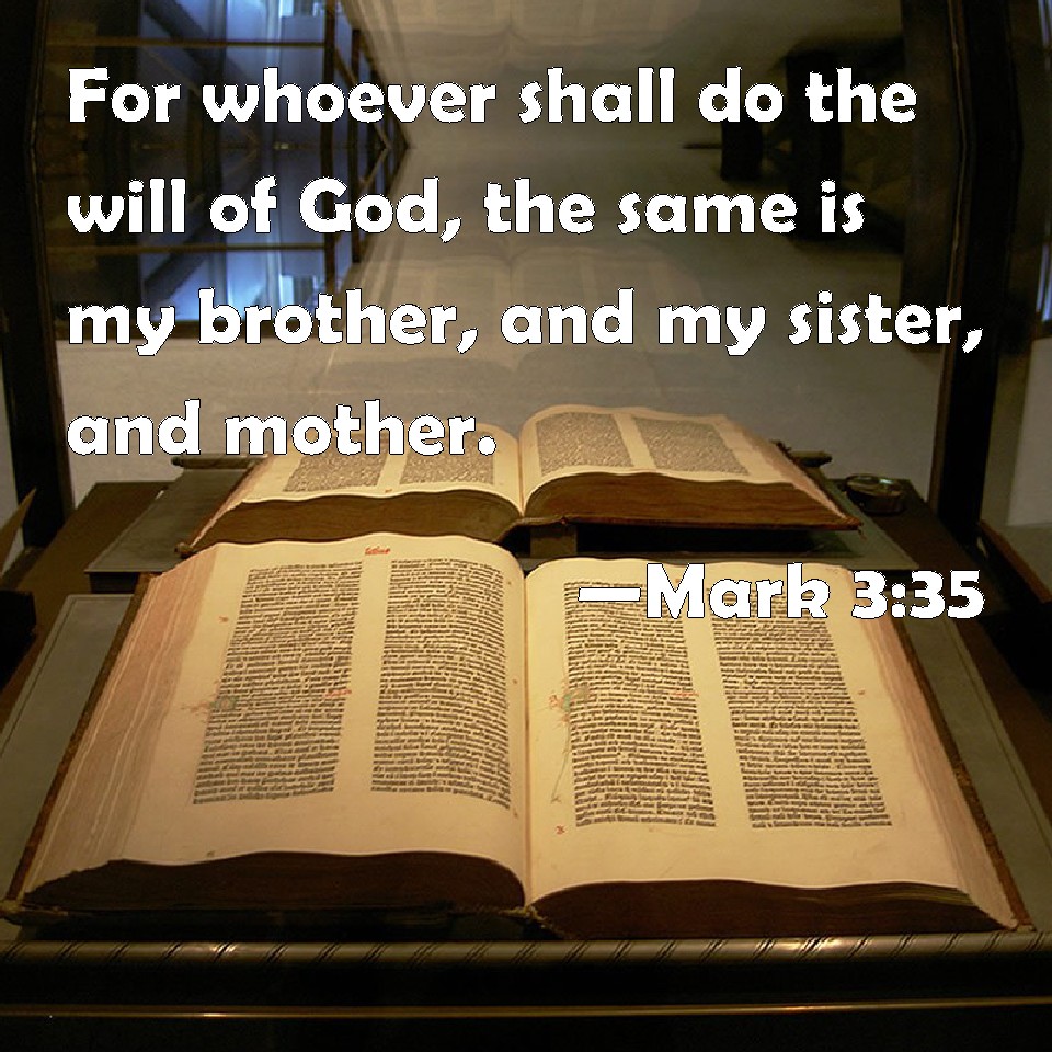 Mark 3 35 For Whoever Shall Do The Will Of God The Same Is My Brother 