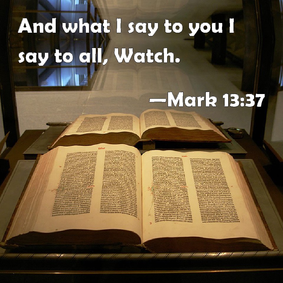 Mark 13:37 And what I say to you I say to all, Watch.