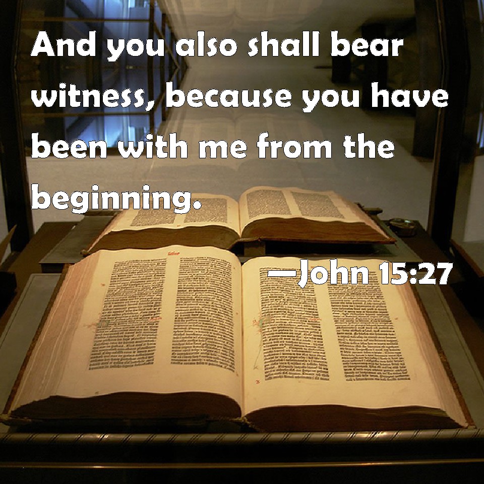 John 15:27 And you also shall bear witness, because you have been with me  from the beginning.