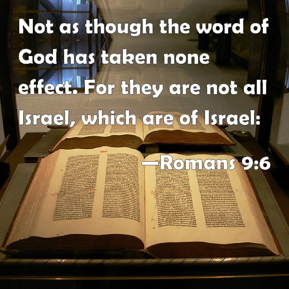 Romans 9:6 Not as though the word of God has taken none effect. For they  are not all Israel, which are of Israel: