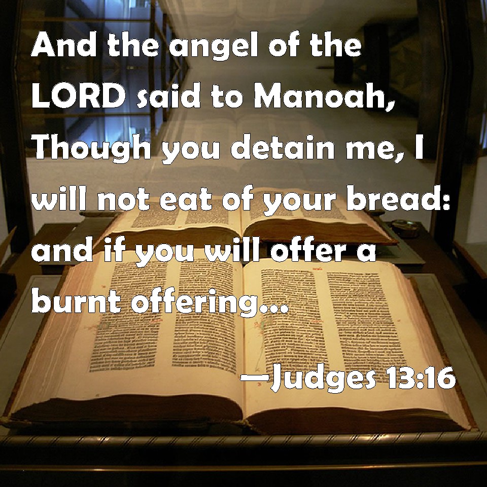 Judges 13:16 WEB - The angel of Yahweh said to Manoah, Though you