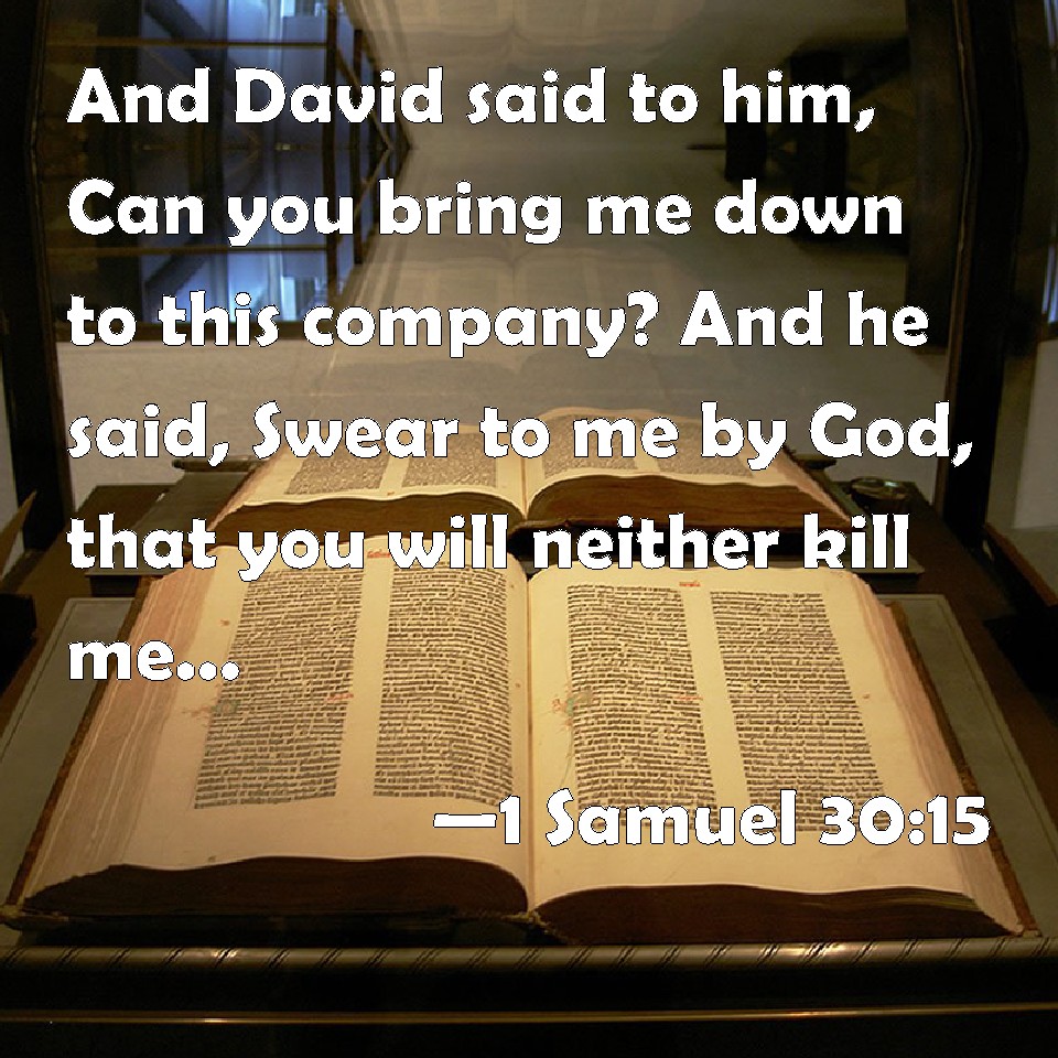 1 Samuel 3015 And David said to him, Can you bring me
