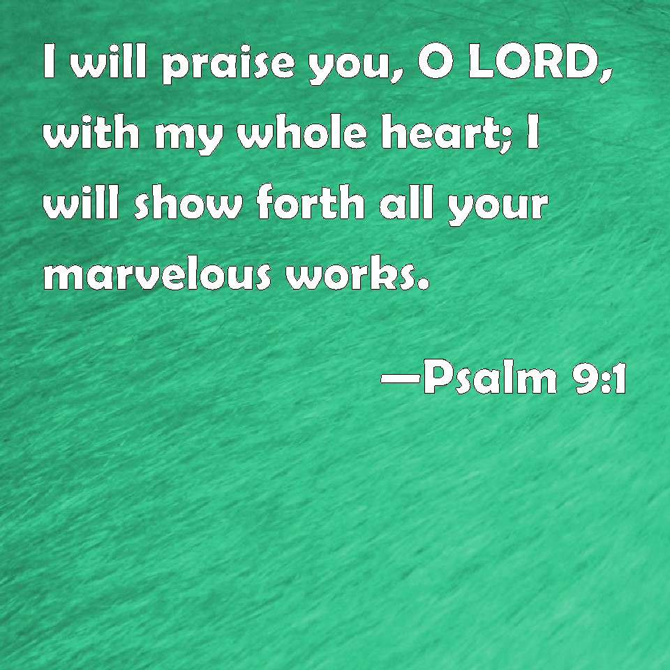 Psalm 9:1 I will praise you, O LORD, with my whole heart; I will show ...